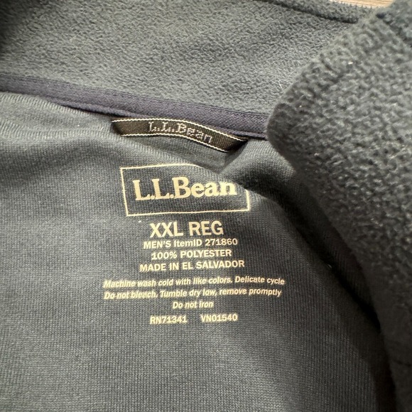 LL Bean Jacket Mens 2XL Blue Polyester Fleece Pockets Mock Neck Full Zip Outdoor - Picture 6 of 11